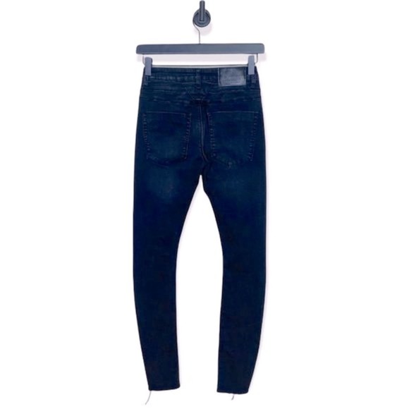 One Teaspoon Freebird Skinny Jeans Womens size 26 Black Split Knee Frayed - Picture 5 of 11